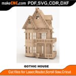 DH Gothic House MakeCNC SVG DXF PDF CDR 3D puzzle pattern product image