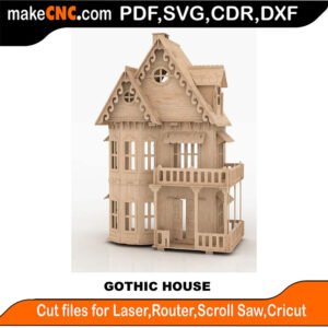 DH Gothic House MakeCNC SVG DXF PDF CDR 3D puzzle pattern product image