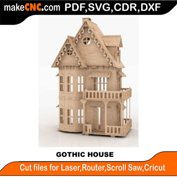 DH Gothic House MakeCNC SVG DXF PDF CDR 3D puzzle pattern product image