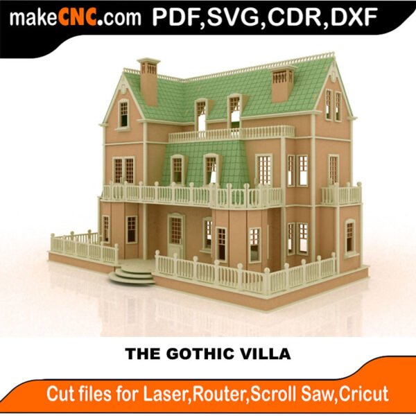 DH Mansion Gothic Villa New MakeCNC SVG DXF PDF CDR 3D puzzle pattern product image