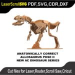 Dinosaur AC Allosaurus Pose Two MakeCNC SVG DXF PDF CDR 3D puzzle pattern product image