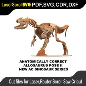 Dinosaur AC Allosaurus Pose Two MakeCNC SVG DXF PDF CDR 3D puzzle pattern product image