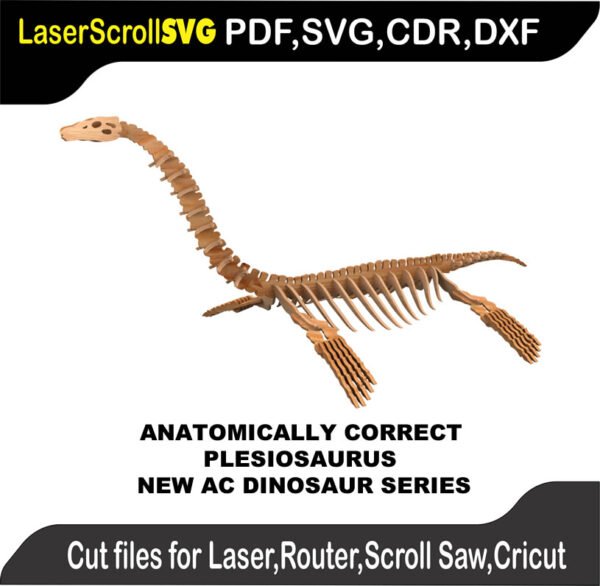 Dinosaur AC Plesiosaurus MakeCNC SVG DXF PDF CDR 3D puzzle pattern product image
