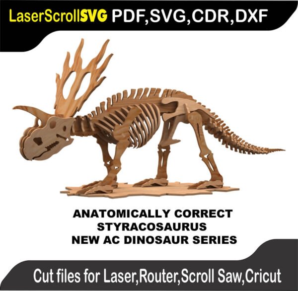 Dinosaur AC Styracosaurus MakeCNC SVG DXF PDF CDR 3D puzzle pattern product image