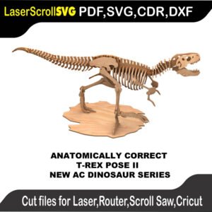 Dinosaur AC T-Rex Pose Two MakeCNC SVG DXF PDF CDR 3D puzzle pattern product image