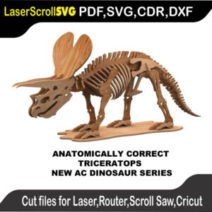 Dinosaur AC Triceratops MakeCNC SVG DXF PDF CDR 3D puzzle pattern product image