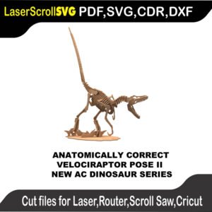 Dinosaur AC Velociraptor Pose Two MakeCNC SVG DXF PDF CDR 3D puzzle pattern product image