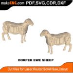 Dorper Ewe Sheep MZST MakeCNC SVG DXF PDF CDR 3D puzzle pattern product image