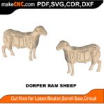 Dorper Ram Sheep MZST MakeCNC SVG DXF PDF CDR 3D puzzle pattern product image