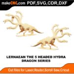 Dragon Lernaean 5 Headed Hydra MakeCNC SVG DXF PDF CDR 3D puzzle pattern product image
