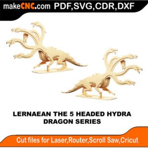 Dragon Lernaean 5 Headed Hydra MakeCNC SVG DXF PDF CDR 3D puzzle pattern product image