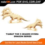 Dragon Tiamat 5 Headed Hydra MakeCNC SVG DXF PDF CDR 3D puzzle pattern product image