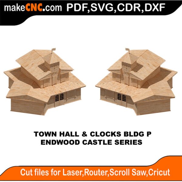 EDW Castle Town Hall Clocks P MakeCNC SVG DXF PDF CDR 3D puzzle pattern product image