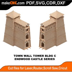 EDW Castle Town Wall Tower C MakeCNC SVG DXF PDF CDR 3D puzzle pattern product image