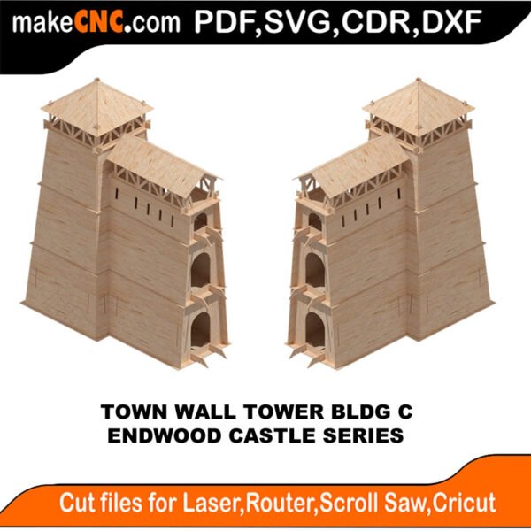 EDW Castle Town Wall Tower C MakeCNC SVG DXF PDF CDR 3D puzzle pattern product image