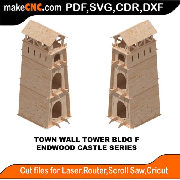EDW Castle Town Wall Tower F MakeCNC SVG DXF PDF CDR 3D puzzle pattern product image