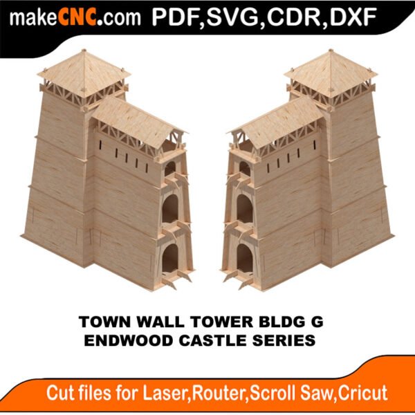 EDW Castle Town Wall Tower G MakeCNC SVG DXF PDF CDR 3D puzzle pattern product image