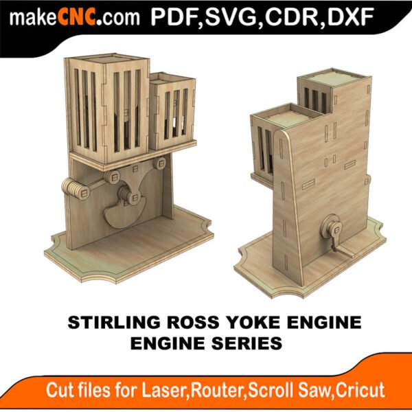Engine Stirling Ross Yoke MakeCNC SVG DXF PDF CDR 3D puzzle pattern product image