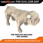 English Bulldog MakeCNC SVG DXF PDF CDR 3D puzzle pattern product image