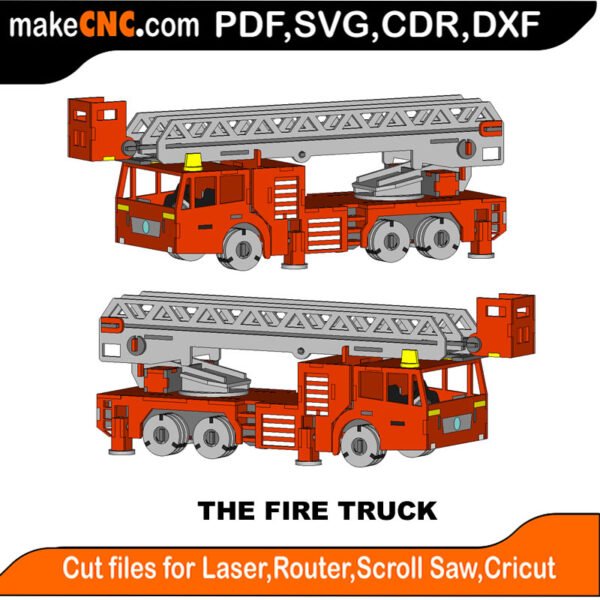 Fire Truck MZST MakeCNC SVG DXF PDF CDR 3D puzzle pattern product image