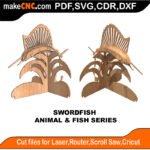 Fish Animal Swordfish MakeCNC SVG DXF PDF CDR 3D puzzle pattern product image