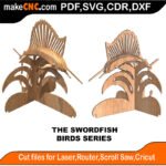 Fish Swordfish MakeCNC SVG DXF PDF CDR 3D puzzle pattern product image