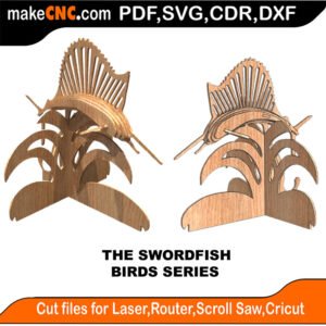 Fish Swordfish MakeCNC SVG DXF PDF CDR 3D puzzle pattern product image