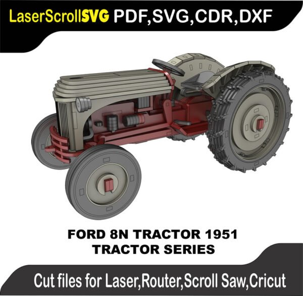 Ford 8N Tractor 1951 MakeCNC SVG DXF PDF CDR 3D puzzle pattern product image