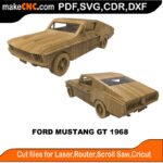 Ford Mustang GT 1968 MZST MakeCNC SVG DXF PDF CDR 3D puzzle pattern product image