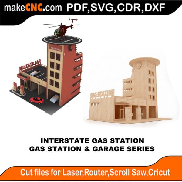 Gas Station Interstate MakeCNC SVG DXF PDF CDR 3D puzzle pattern product image