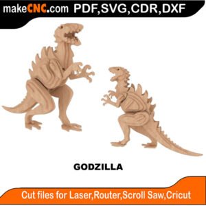 Godzilla MZST MakeCNC SVG DXF PDF CDR 3D puzzle pattern product image