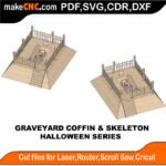 Graveyard Coffin Skeleton MZST MakeCNC SVG DXF PDF CDR 3D puzzle pattern product image