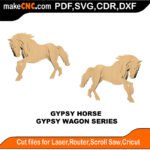 Gypsy Wagon Horse MakeCNC SVG DXF PDF CDR 3D puzzle pattern product image