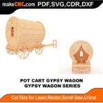 Gypsy Wagon Pot Cart MakeCNC SVG DXF PDF CDR 3D puzzle pattern product image
