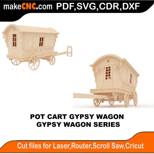 Gypsy Wagon Reading MakeCNC SVG DXF PDF CDR 3D puzzle pattern product image