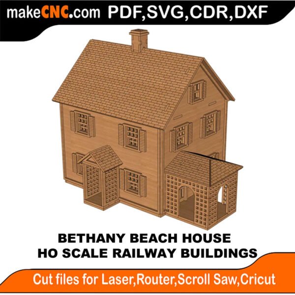 HO Scale Bethany Beach House MakeCNC SVG DXF PDF CDR 3D puzzle pattern product image