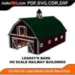 HO Scale Building Leskeys Barn MakeCNC SVG DXF PDF CDR 3D puzzle pattern product image