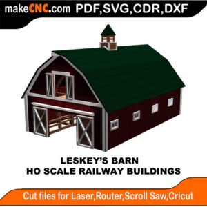 HO Scale Building Leskeys Barn MakeCNC SVG DXF PDF CDR 3D puzzle pattern product image