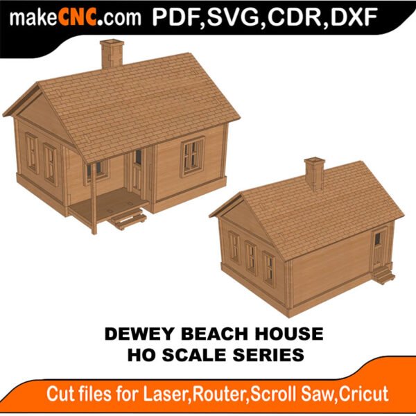 HO Scale Dewey Beach House MakeCNC SVG DXF PDF CDR 3D puzzle pattern product image