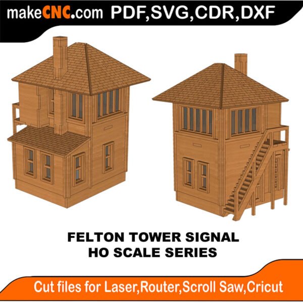 HO Scale Felton Tower Signal MakeCNC SVG DXF PDF CDR 3D puzzle pattern product image