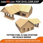 HO Scale Fifties Fuel Gas Station MakeCNC SVG DXF PDF CDR 3D puzzle pattern product image
