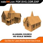 HO Scale Railway Alabama Church MakeCNC SVG DXF PDF CDR 3D puzzle pattern product image
