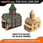 HO Scale Railway Grafton House MakeCNC SVG DXF PDF CDR 3D puzzle pattern product image