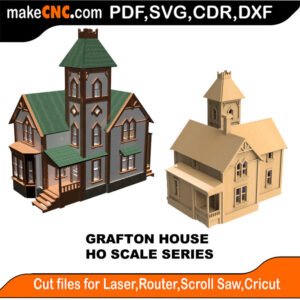 HO Scale Railway Grafton House MakeCNC SVG DXF PDF CDR 3D puzzle pattern product image