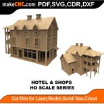 HO Scale Railway Hotel Shops MakeCNC SVG DXF PDF CDR 3D puzzle pattern product image