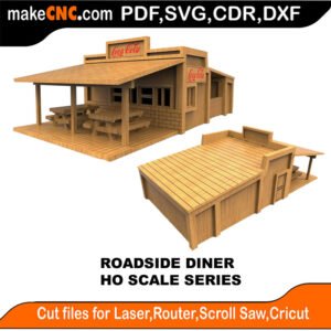 HO Scale Railway Roadside Diner MakeCNC SVG DXF PDF CDR 3D puzzle pattern product image