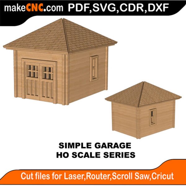 HO Scale Railway Simple Garage MakeCNC SVG DXF PDF CDR 3D puzzle pattern product image