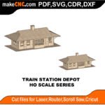 HO Scale Train Station Depot MakeCNC SVG DXF PDF CDR 3D puzzle pattern product image