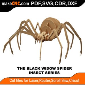 Insects Black Widow Spider MakeCNC SVG DXF PDF CDR 3D puzzle pattern product image