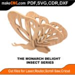Insects Monarch Delight Butterfly MakeCNC SVG DXF PDF CDR 3D puzzle pattern product image